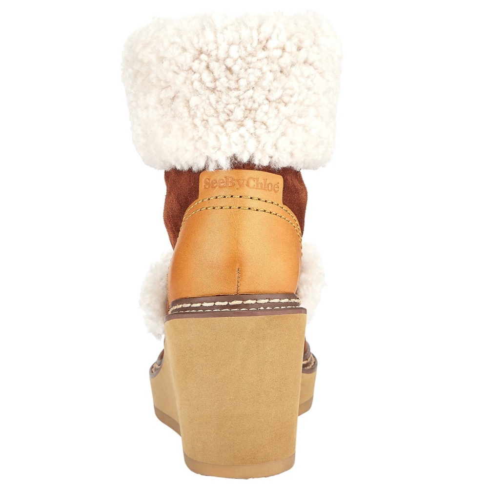 See by Chloé Martinica Shearling Wedge Boot 5.5 - Picture 13 of 15